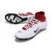 Бутсы Nike Air Zoom Mercurial Superfly IX Elite белые с чёрным и красным с носком